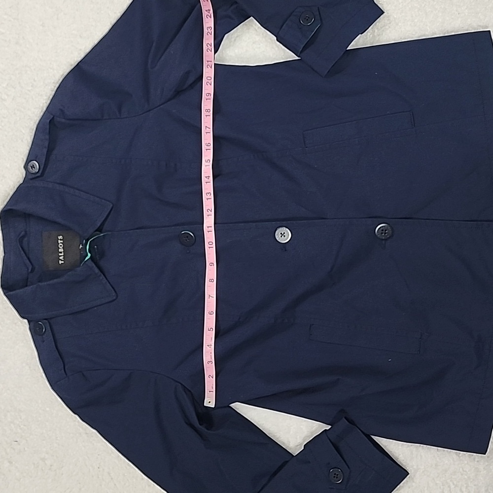 Talbots Lightweight Navy Button Front Jaccket Wit… - image 3
